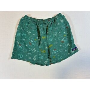 Patagonia Baggies Shorts Men's Large Green Mythological Sea Creature Print 5"